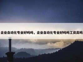 企业自动化专业好吗吗，企业自动化专业好吗吗工资高吗