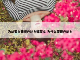 为啥要自我提升能力呢英文 为什么要提升能力