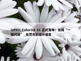 OPPO ColorOS 15 正式发布：首搭“一键问屏”_自然光影设计语言