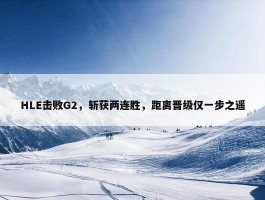 HLE击败G2，斩获两连胜，距离晋级仅一步之遥