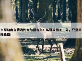 韦瑟斯庞自费违约金加盟青岛！防强攻弱无三分，只是常规轮换！