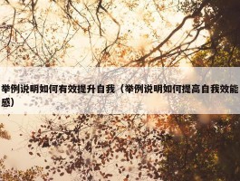 举例说明如何有效提升自我（举例说明如何提高自我效能感）