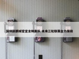 深圳新鹏城官宣主帅离队 未来三轮联赛全力保级