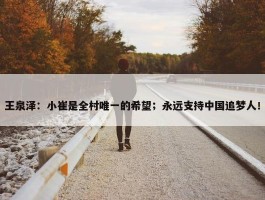 王泉泽：小崔是全村唯一的希望；永远支持中国追梦人！