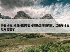 特鲁姆普_威廉姆斯等名将晋级国际锦标赛，江俊爆冷击败布雷塞尔