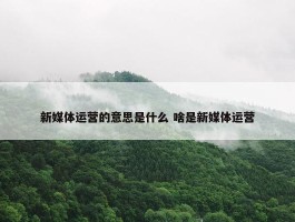 新媒体运营的意思是什么 啥是新媒体运营