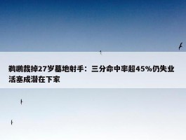 鹈鹕裁掉27岁墓地射手：三分命中率超45%仍失业 活塞成潜在下家