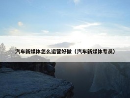 汽车新媒体怎么运营好做（汽车新媒体专员）