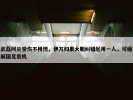 武磊阿兰受伤不用慌，伊万如果大胆纠错起用一人，可缓解国足危机