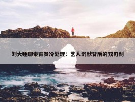 刘大锤聊秦霄贤冷处理：艺人沉默背后的双刃剑