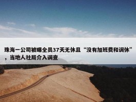 珠海一公司被曝全员37天无休且“没有加班费和调休”，当地人社局介入调查