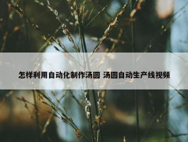 怎样利用自动化制作汤圆 汤圆自动生产线视频