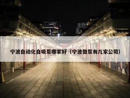 宁波自动化自吸泵哪家好（宁波做泵有几家公司）