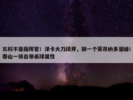 瓦科不是指挥官！泽卡大刀阔斧，缺一个莱昂纳多溜缝！泰山一将自带丢球属性