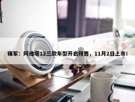 雍军：阿维塔12三款车型开启预售，11月2日上市！