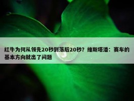 红牛为何从领先20秒到落后20秒？维斯塔潘：赛车的基本方向就出了问题