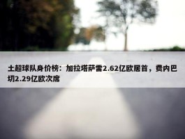 土超球队身价榜：加拉塔萨雷2.62亿欧居首，费内巴切2.29亿欧次席