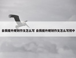 自我提升规划作文怎么写 自我提升规划作文怎么写初中