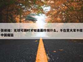 张修维：无球可踢时才知道最珍视什么，不在意大家不提中国魔笛