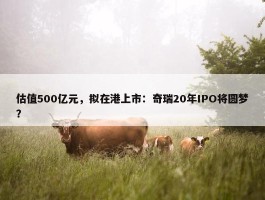 估值500亿元，拟在港上市：奇瑞20年IPO将圆梦？