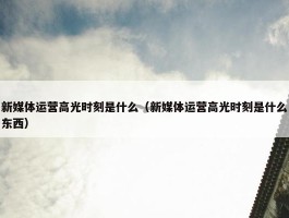 新媒体运营高光时刻是什么（新媒体运营高光时刻是什么东西）