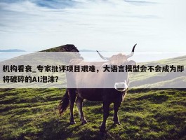 机构看衰_专家批评项目艰难，大语言模型会不会成为即将破碎的AI泡沫？