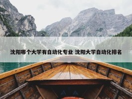 沈阳哪个大学有自动化专业 沈阳大学自动化排名