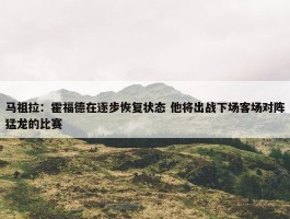 马祖拉：霍福德在逐步恢复状态 他将出战下场客场对阵猛龙的比赛