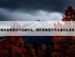 提升自我意识方法是什么，提升自我意识方法是什么意思