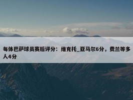 每体巴萨球员赛后评分：维克托_亚马尔6分，费兰等多人4分