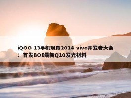 iQOO 13手机现身2024 vivo开发者大会：首发BOE最新Q10发光材料