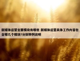 新媒体运营主要模块有哪些 新媒体运营具体工作内容包含哪几个模块?分别举例说明