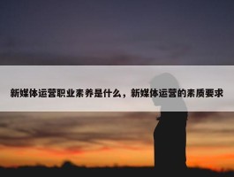 新媒体运营职业素养是什么，新媒体运营的素质要求