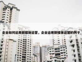 企业如何运用新媒体运营，企业运用新媒体运营的例子