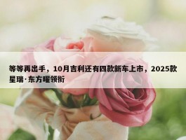 等等再出手，10月吉利还有四款新车上市，2025款星瑞·东方曜领衔