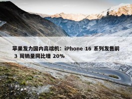 苹果发力国内高端机：iPhone 16 系列发售前 3 周销量同比增 20%