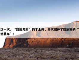 这一次，“怒批刀郎”的丁太升，再次揭开了娱乐圈的“遮羞布”！