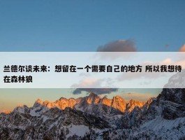 兰德尔谈未来：想留在一个需要自己的地方 所以我想待在森林狼