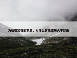 为啥安装智能家居，为什么智能家居火不起来