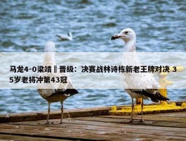 马龙4-0梁靖崑晋级：决赛战林诗栋新老王牌对决 35岁老将冲第43冠