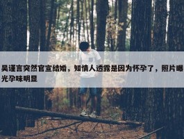 吴谨言突然官宣结婚，知情人透露是因为怀孕了，照片曝光孕味明显