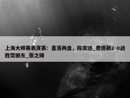 上海大师赛表演赛：直落两盘，陈奕迅_费德勒2-0战胜樊振东_张之臻