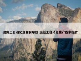 混凝土自动化企业有哪些 混凝土自动化生产控制操作