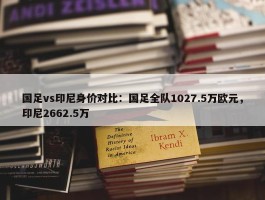 国足vs印尼身价对比：国足全队1027.5万欧元，印尼2662.5万