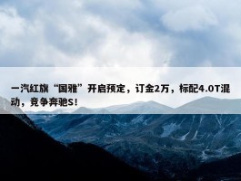 一汽红旗“国雅”开启预定，订金2万，标配4.0T混动，竞争奔驰S！