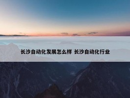 长沙自动化发展怎么样 长沙自动化行业