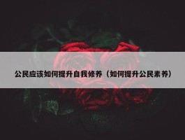 公民应该如何提升自我修养（如何提升公民素养）