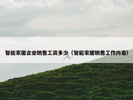 智能家居企业销售工资多少（智能家居销售工作内容）