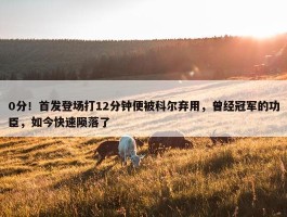 0分！首发登场打12分钟便被科尔弃用，曾经冠军的功臣，如今快速陨落了