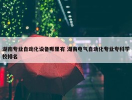 湖南专业自动化设备哪里有 湖南电气自动化专业专科学校排名